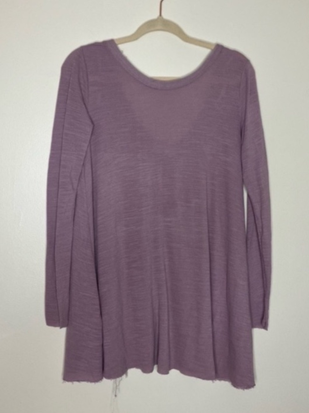 Free People Beach lilac purple long sleeve raw edge tunic top S